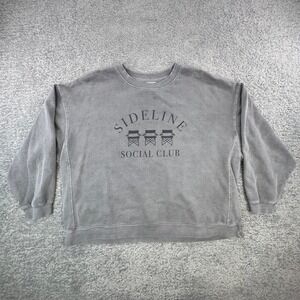 Ivy + Cloth Sideline Social Club Sweatshirt Womens Small Grey Cotton Pullover